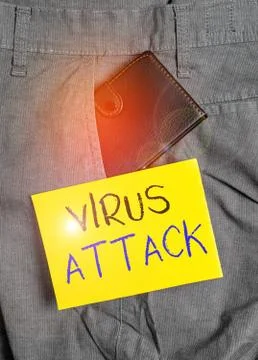 Writing note showing Virus Attack. Business photo showcasing malicious program Fotos de archivo
