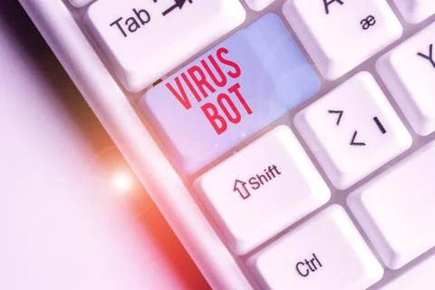 Writing note showing Virus Bot. Business photo showcasing malicious 库存照片