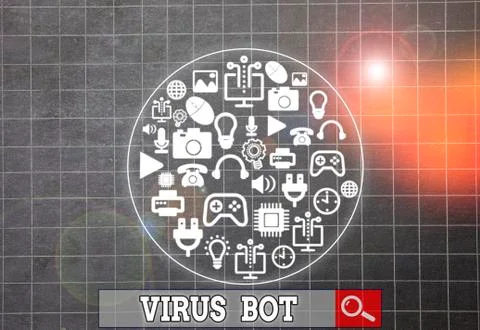 Writing note showing Virus Bot. Business photo showcasing malicious 库存照片