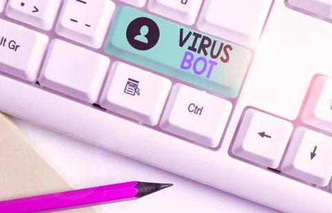 Writing note showing Virus Bot. Business photo showcasing malicious 库存照片