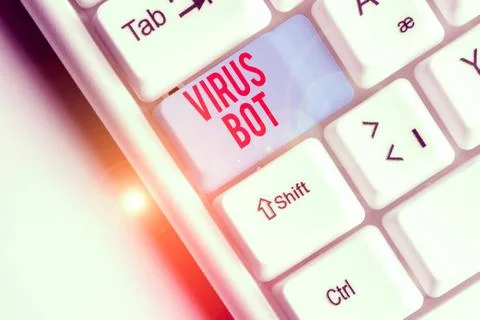 Writing note showing Virus Bot. Business photo showcasing malicious 库存照片