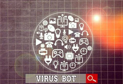 Writing note showing Virus Bot. Business photo showcasing malicious 库存照片