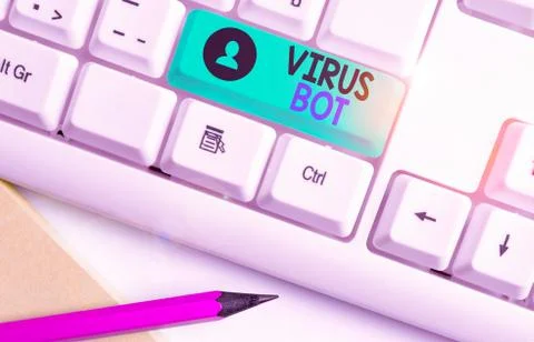 Writing note showing Virus Bot. Business photo showcasing malicious 库存照片