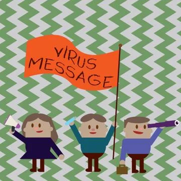 Writing note showing Virus Message. Business photo showcasing Malicious software Illustrazione stock