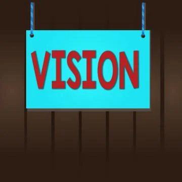 Writing note showing Vision. Business photo showcasing ability to think about or Illustrazione stock