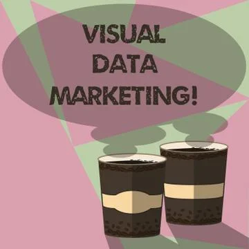 Writing note showing Visual Data Marketing. Business photo showcasing Use images Illustrazione stock