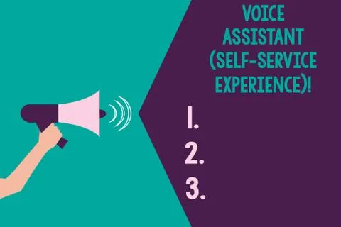 Writing note showing Voice Assistant Self Service Experience. Business photo Stock Illustration
