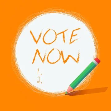 Writing note showing Vote Now. Business photo showcasing a quick decision of a Stock Illustration