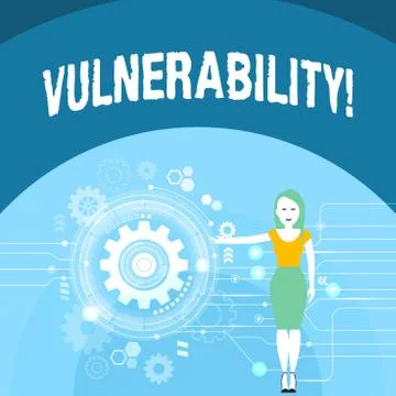 Writing note showing Vulnerability. Business photo showcasing Information Illustrazione stock