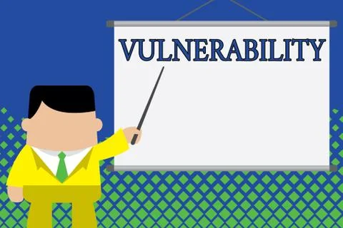 Writing note showing Vulnerability. Business photo showcasing State of being Stock Illustration