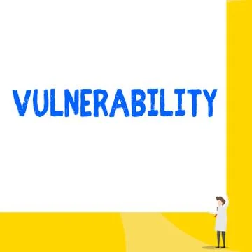 Writing note showing Vulnerability. Business photo showcasing State of being Stock Illustration