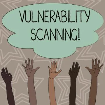 Writing note showing Vulnerability Scanning. Business photo showcasing Check of Illustrazione stock
