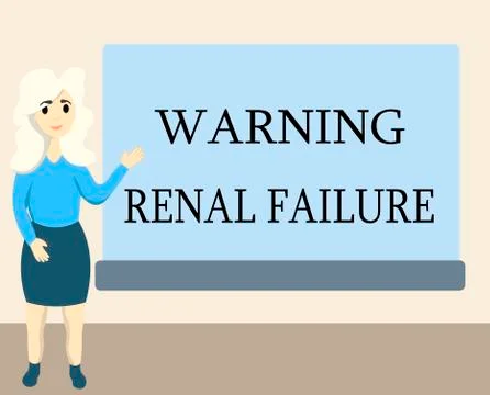 Writing note showing Warning Renal Failure. Business photo showcasing stop Stock Illustration