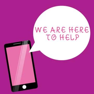 Writing note showing We Are Here To Help. Business photo showcasing Someone w Illustrazione stock