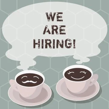 Writing note showing We Are Hiring. Business photo showcasing pay someone to do イラスト素材