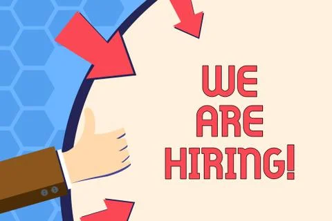 Writing note showing We Are Hiring. Business photo showcasing pay someone to do イラスト素材