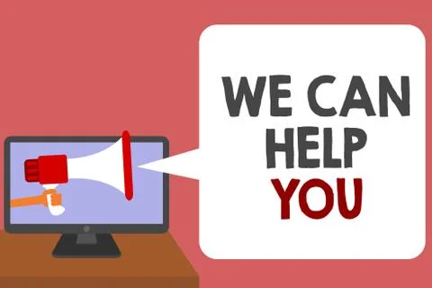 Writing note showing We Can Help You. Business photo showcasing Support Illustrazione stock