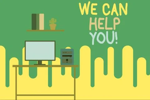 Writing note showing We Can Help You. Business photo showcasing offering good Illustrazione stock
