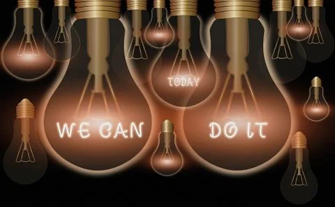 Writing note showing We Can Do It. Business photo showcasing see yourself as Stock Illustration