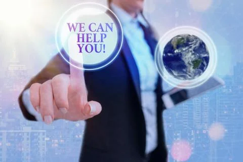 Writing note showing We Can Help You. Business photo showcasing offering good Stock Photos