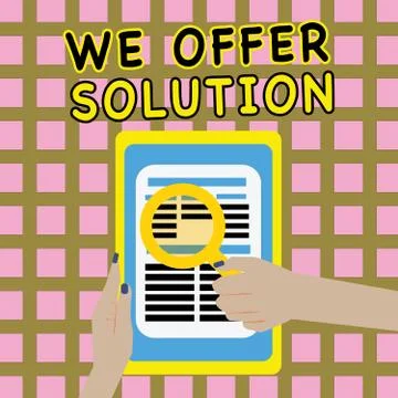 Writing note showing We Offer Solution. Business photo showcasing Provide Illustrazione stock