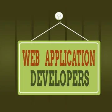 Writing note showing Web Application Developers. Business photo showcasing Stock Illustration