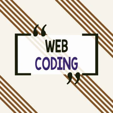 Writing note showing Web Coding. Business photo showcasing work involved in Stock Illustration