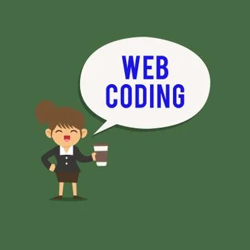 Writing note showing Web Coding. Business photo showcasing work involved in Stock Illustration