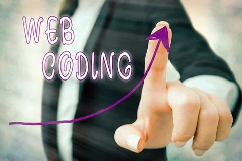 Writing note showing Web Coding. Business photo showcasing a system of symbols Stock Photos