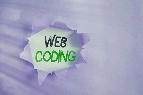 Writing note showing Web Coding. Business photo showcasing a system of symbols Stock Photos