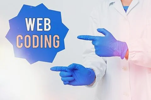 Writing note showing Web Coding. Business photo showcasing a system of symbols Stock Photos