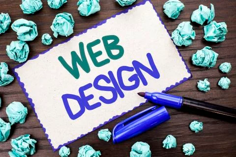 Writing note showing  Web Design. Business photo showcasing Web Layout Templa Stock Photos