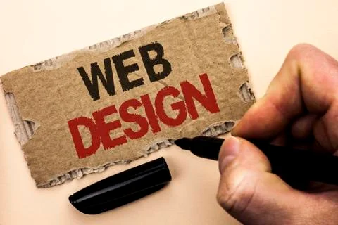 Writing note showing  Web Design. Business photo showcasing Web Layout Templa Foto stock