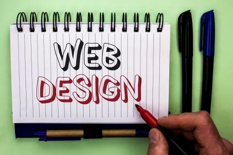 Writing note showing  Web Design. Business photo showcasing Web Layout Templa Foto stock
