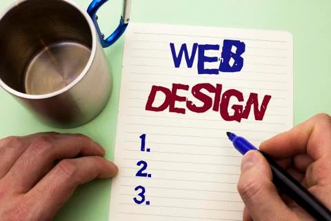 Writing note showing  Web Design. Business photo showcasing Web Layout Templa Foto stock