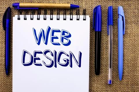 Writing note showing  Web Design. Business photo showcasing Web Layout Templa Foto stock