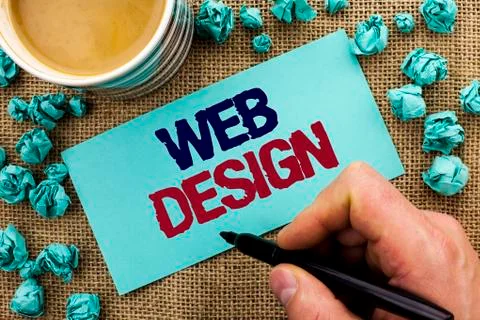 Writing note showing  Web Design. Business photo showcasing Web Layout Templa Foto stock