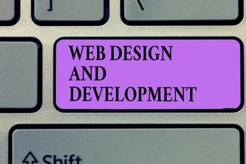 Writing note showing Web Design And Development. Business photo showcasing Stock-Fotos