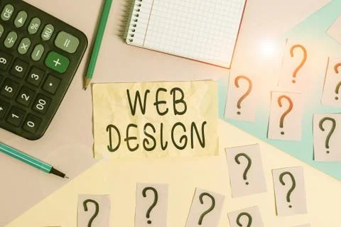 Writing note showing Web Design. Business photo showcasing Website development Foto stock