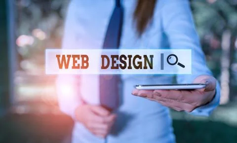 Writing note showing Web Design. Business photo showcasing Website development Stock Photos