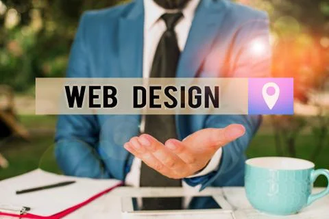 Writing note showing Web Design. Business photo showcasing Website development Foto stock