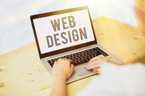 Writing note showing Web Design. Business photo showcasing Website development Stock Photos