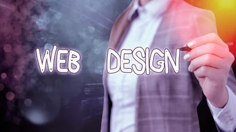 Writing note showing Web Design. Business photo showcasing Website development Foto stock