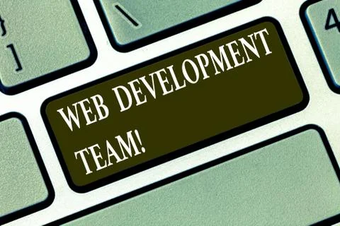 Writing note showing Web Development Team. Business photo showcasing a team of 库存照片