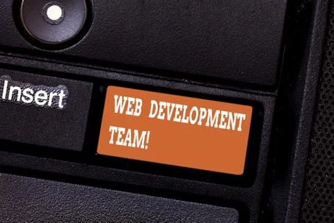 Writing note showing Web Development Team. Business photo showcasing a team of Foto stock