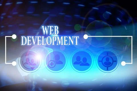 Writing note showing Web Development. Business photo showcasing dealing with Foto stock