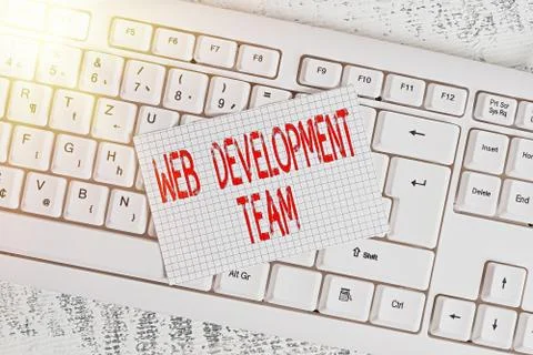 Writing note showing Web Development Team. Business photo showcasing in control Foto stock