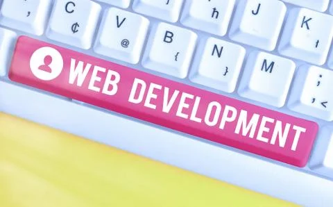 Writing note showing Web Development. Business photo showcasing work involved in 库存照片