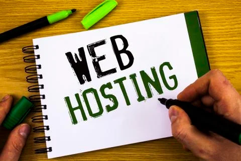 Writing note showing  Web Hosting. Business photos showcasing Server service  Foto stock