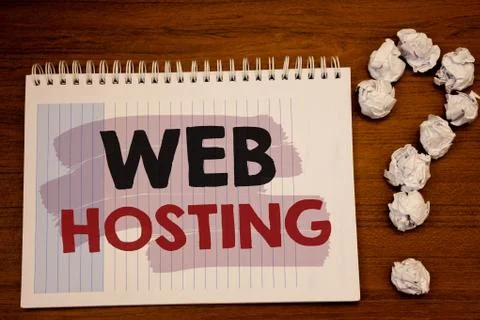 Writing note showing  Web Hosting. Business photos showcasing Server service  Foto stock